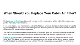 When Should You Replace Your Cabin Air Filter_