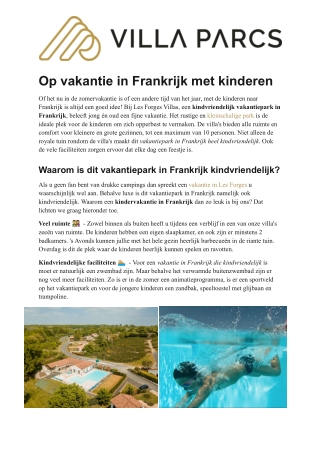 Villa Parcs - Vakantie Frankrijk met kinderen