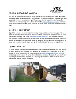 Huisje met sauna Veluwe