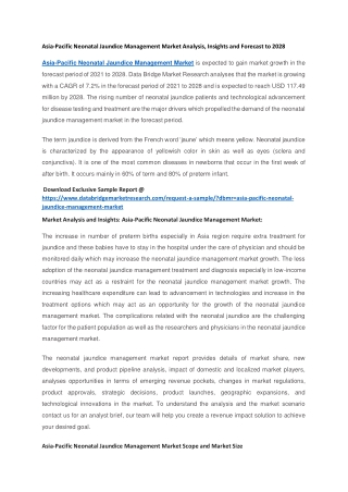 Asia-Pacific Neonatal Jaundice Management Market Analysis, Insights and Forecast to 2028