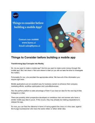 things to consider before building a mobile App