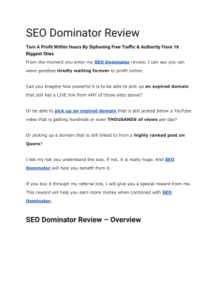 SEO Dominator Review