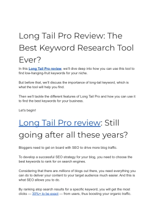 Long Tail Pro Review