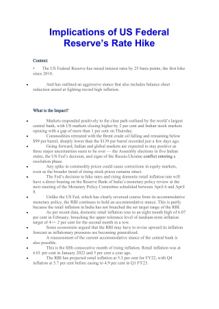 Implications of US Federal Reserve