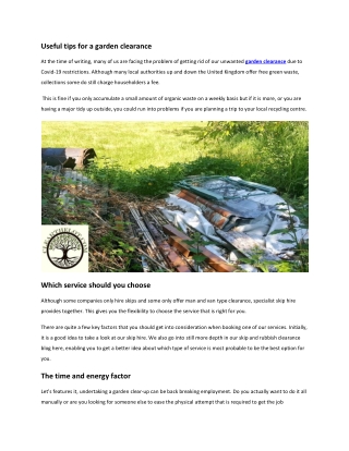 Useful tips for a garden clearance