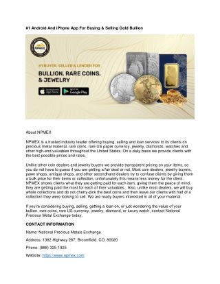 1 Android And iPhone App For Buying & Selling Gold Bullion