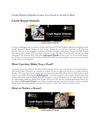 Credit Repair Orlando Scams You Need to Avoid in 2022