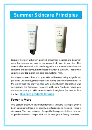 Summer Skincare Principles