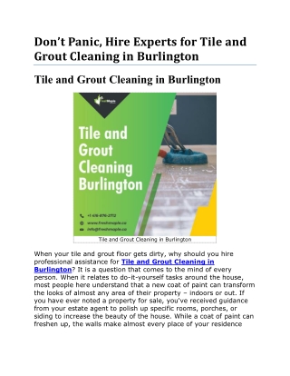 Fully Guaranteed Tile and Grout Cleaning in Burlington