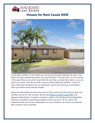 Houses for Rent Casula NSW