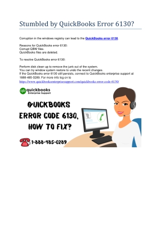 Stumbled by QuickBooks Error 6130