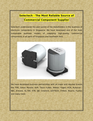 Selectech - The Most Reliable Source of Commercial Component Supplier