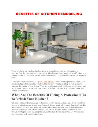 BENEFITS OF KITCHEN REMODELING