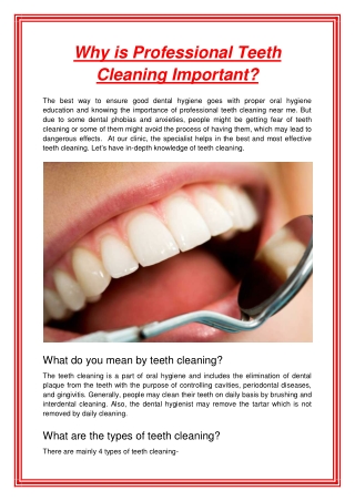 Why is Professional Teeth Cleaning Important