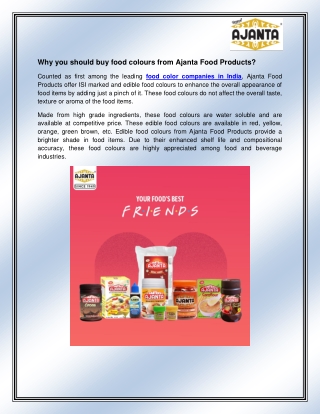 Food Color Companies In India