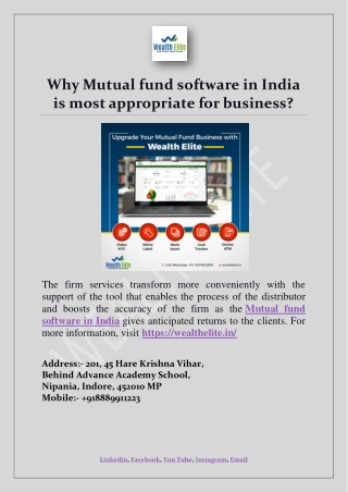 Why Mutual fund software in India is most appropriate for business
