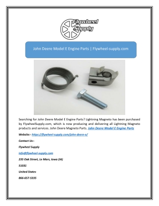 John Deere Model E Engine Parts | Flywheel-supply.com