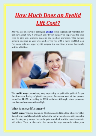 How Much Does an Eyelid Lift Cost