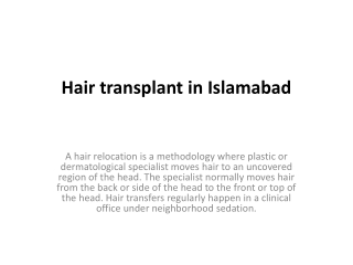 Hair transplant in Islamabad