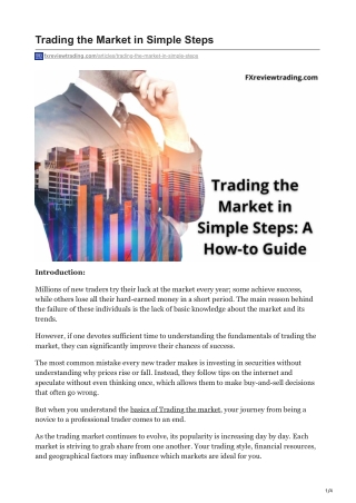 Trading the Market in Simple Steps