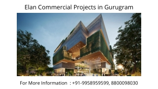 Elan Commercial Projects On Dwarka Expressway Gurgaon, Elan Commercial Projects