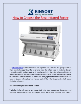 How to Choose the Best Infrared Sorter