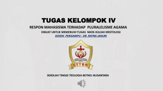 TUGAS KELOMPOK I KRISTOLOGI - PLURALISME AGAMA