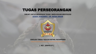 TUGAS KRISTOLOGI I STT BENTARA