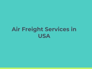 Air Freight Services in USA