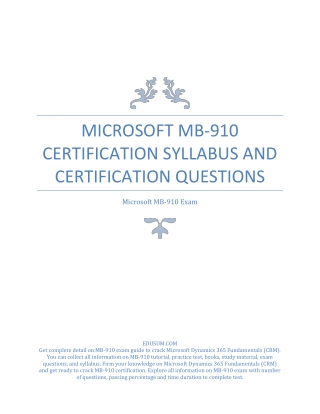 Microsoft MB-910 Certification Syllabus and Certification Questions