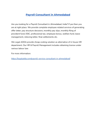 Payroll Consultant in Ahmedabad