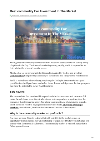 fxreviews.best-Best commodity For Investment In The Market