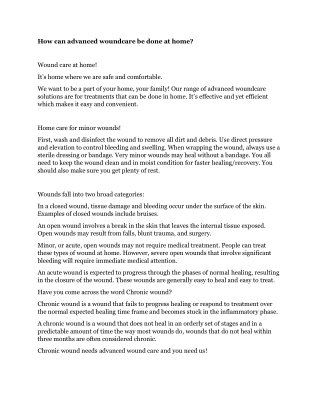 How can advanced woundcare be done at home