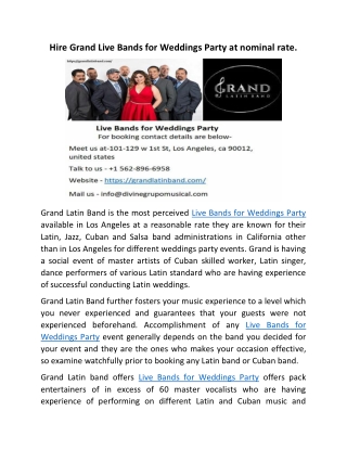 Live Bands for Weddings Party