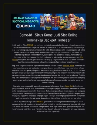 Bemo4d - Situs Game Judi Slot Online Terlengkap Jackpot Terbesar