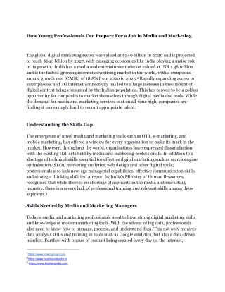 How Young Professionals Can Prepare For a Job in Media and Marketing
