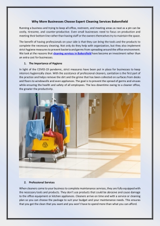 Why More Businesses Choose Expert Cleaning Services Bakersfield