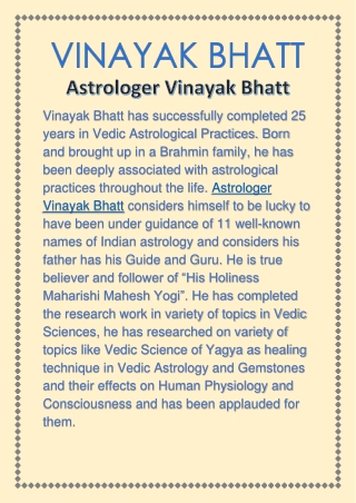 Astrologer Vinayak Bhatt Reviews