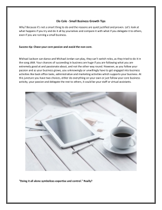 Elo Cole - Small Business Growth Tips