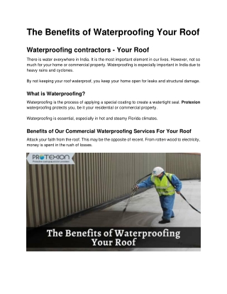 The Benefits of Waterproofing Your Roof