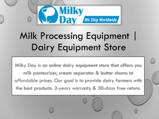 Milk Processing Equipment | Dairy Equipment Store