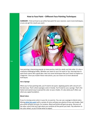 How to Face Paint – Different Face Painting Techniques