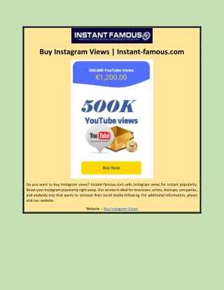 Buy Instagram Views | Instant-famous.com