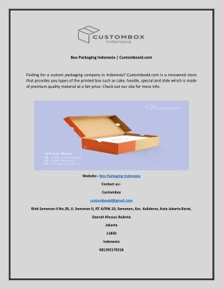 Box Packaging Indonesia  Customboxid