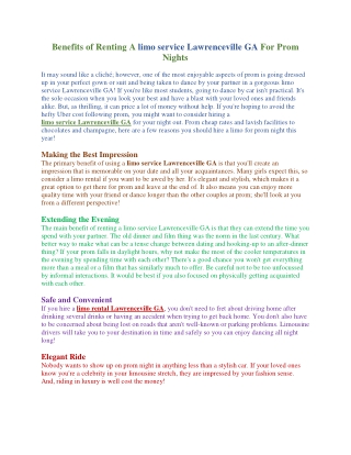 Benefits of Renting A limo service Lawrenceville GA For Prom Nights