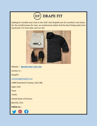 Monthly Men's Box Usa | Drapefit.com