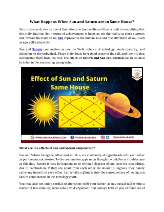 What happens when sun and Saturn are in the same house