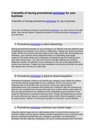 5 benefits of having promotional workwear for your business