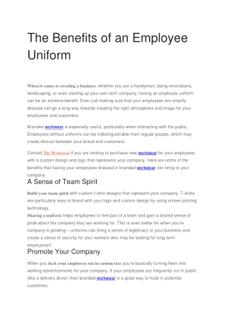 The Benefits of an Employee Uniform