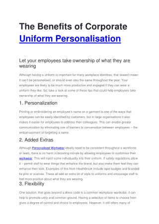 The Benefits of Corporate Uniform Personalisation